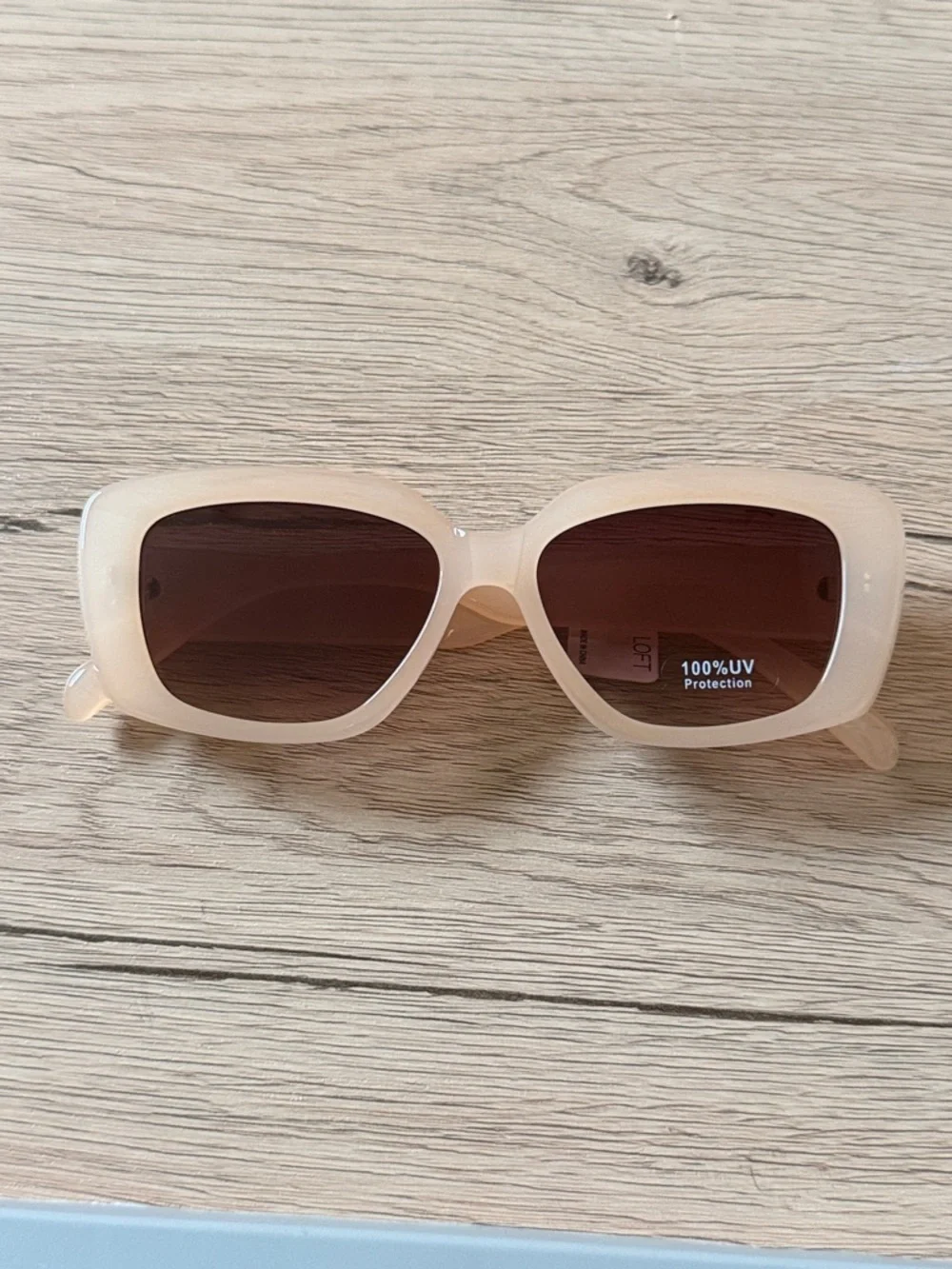 NWT LOFT Cream Petite Square Sunglasses Retro Chunky